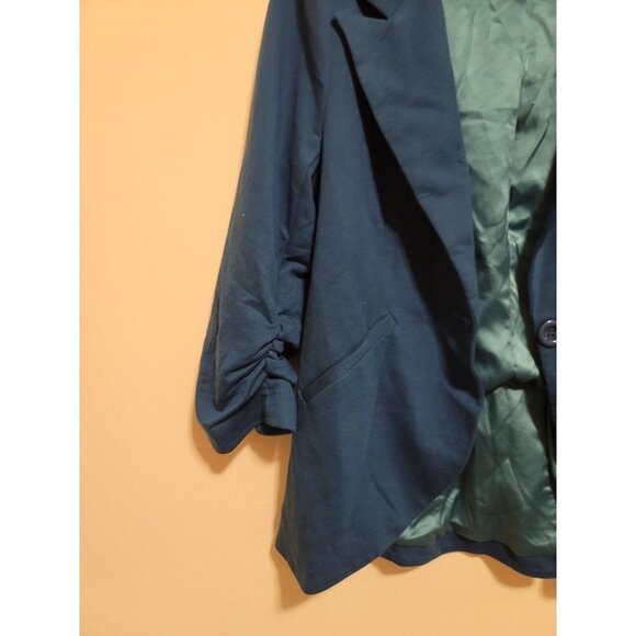 MODCLOTH Women's classic blue Cotton Blend blazer with a button Jacket Size m - Picture 3 of 11